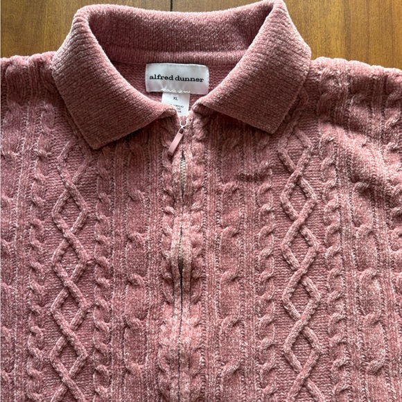 Alfred Dunner Pink Cable Knit Textured Women's zip up Cardigan - Picture 2 of 8